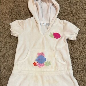 Vintage White Hooded Towel like material cover for babies- b.t.kids